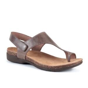 Dansko Reece Waxy Burnished Leather Sandal Stone Brown Grey EU 39 US 8.5-9